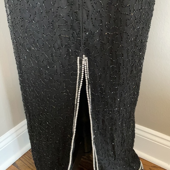 Laurence Kazar sequin pearl dress 100% silk maxi - Picture 10 of 12